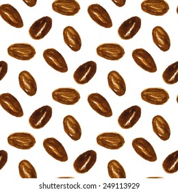 Seamless pattern with illustrations of coffee beans 