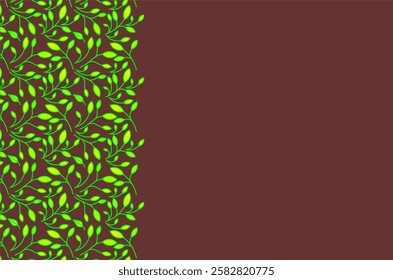 Seamless pattern with illustrations of green leaves in minimalist style. This design creates a natural and fresh look, Perfect for template, wallpaper and background. There is space to text.
