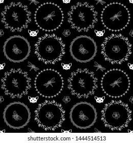 Seamless pattern. Illustrations for Halloween. Design elements.