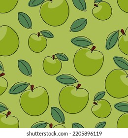 Seamless pattern with the image of an apple. Print for textile printing, paper. Vector illustration.