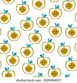 Seamless pattern with the image of apples. Abstract image of an apple. Design for textiles, tapestries, packaging, environmental background of the poster.