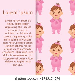 seamless pattern with an image of a baby girl. Vector illustration