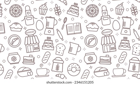 Seamless pattern with the image of baking.Doodle illustration. Vector illustration