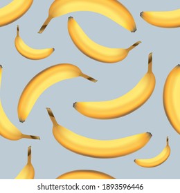 nahtloses Muster mit dem Bild einer Banane auf hellblauem Hintergrund