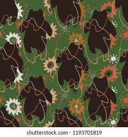 Seamless pattern with the image of bear. Vector illustration. Design can be used for textiles, wallpaper, clothing, wrapping paper.
