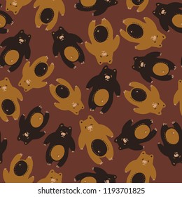 Seamless pattern with the image of bear. Vector illustration. Design can be used for textiles, wallpaper, clothing, wrapping paper.