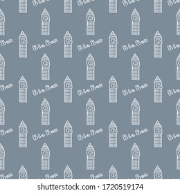 Seamless pattern with the image of Big Ben.