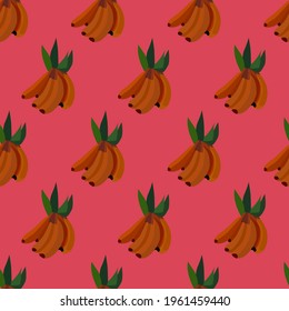 seamless pattern with the image of bunches of bananas on a bright pink background for prints on fabrics, clothing, advertising brochures and also for interior decoration