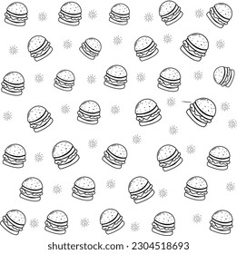 seamless pattern with the image of a burger, on a white background