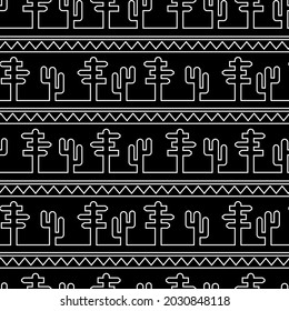 Seamless pattern with the image of cacti and pointers. Design for paper, textiles and decor. Vector illustration.