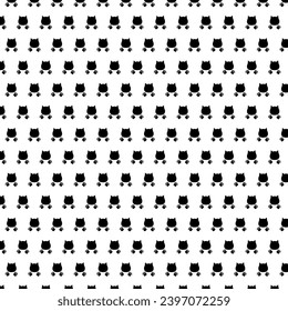 Seamless pattern with the image of a cat's muzzle and paws on a white background. Vector illustration