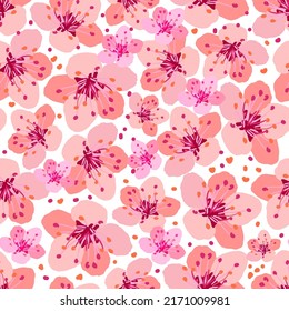 seamless pattern with the image of cherry blossoms. Design for decorating wallpaper and textiles. 