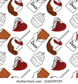 seamless pattern with the image of chocolate sweets vector