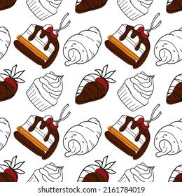 patrón sin fisuras con la imagen de un vector de caramelos de chocolate