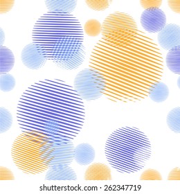  Seamless pattern. The image circle traced lines. Multi-colored composition of round shapes.For printing on the fabric 5 spot colors.The transparency and lightness of the round forms.