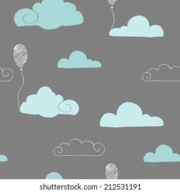 Seamless pattern, image clouds, vector