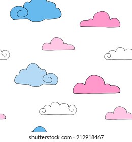 Seamless pattern, image clouds, vector
