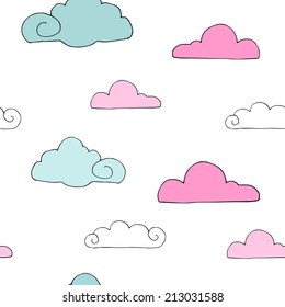 Seamless pattern, image clouds, vector