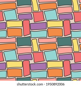 Seamless pattern with the image of colored hand-drawn rectangles. Design for paper, textile and decor.