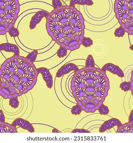 seamless pattern with the image of colorful sea turtles. Design for fabric and wallpaper decoration