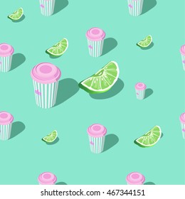 Seamless pattern with the image of cups. Vector.

