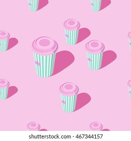 Seamless pattern with the image of cups. Vector.
