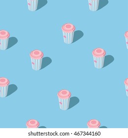 Seamless pattern with the image of cups. Vector.
