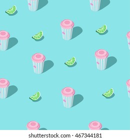 Seamless pattern with the image of cups. Vector.
