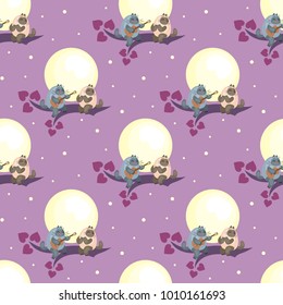 Seamless pattern with the image of cute cats. Colorful vector background.