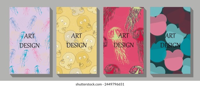 Seamless pattern with the image of cute sea animals in vector graphics.  Childish background.