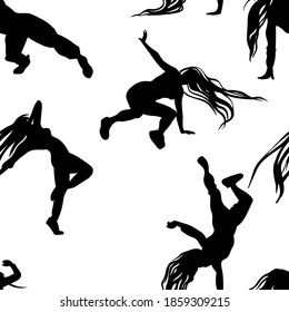 Seamless pattern with the image of dancing people.