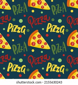 Seamless pattern with the image of delicious healthy food on a black   background. Vector graphics for wrapping paper, wallpapers, bags, prints for kitchen textiles.