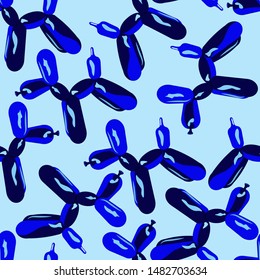 Seamless pattern with the image of dogs twisted from balloons. Vector illustration