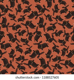 Seamless pattern with the image of elk. Vector illustration. Design can be used for textiles, wallpaper, clothing, wrapping paper.