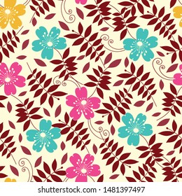 Seamless pattern with the image of flowers.
