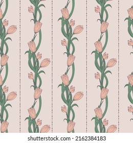 patrón sin fisuras con la imagen de flores y plantas dibujadas con un pincel caligráfico en el estilo de Art Nouveau y moderno