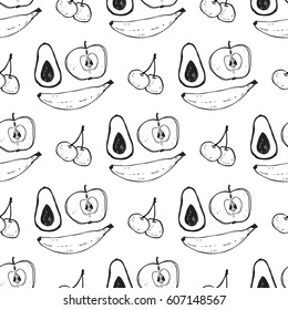 Seamless pattern with the image of fruit. Vector illustration