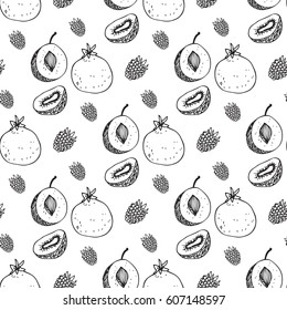 Seamless pattern with the image of fruit. Vector illustration