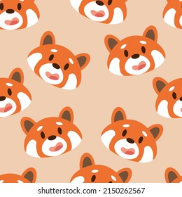 
Patrón sin foco con la imagen de la cabeza de un oso rojo, un panda rojo. Impresión para ropa, textiles. Ilustración vectorial.