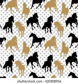 Seamless pattern with the image of a horses. Vector illustration.