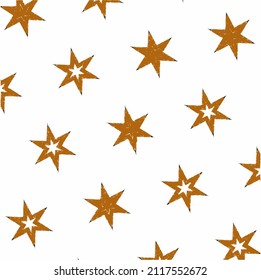 seamless pattern with the image of individual shapes in the form of various stars on an white background