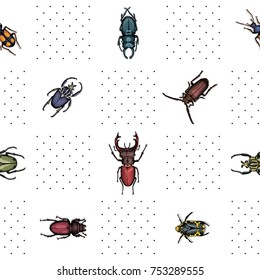 Seamless pattern with image of a insects. Vector illustration.