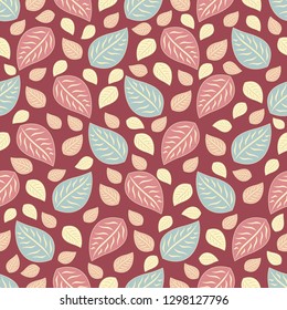 Seamless pattern with the image of leaves.


