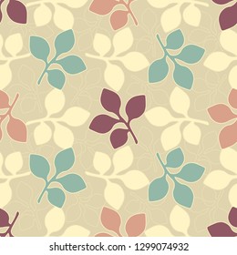 Seamless pattern with the image of leaves.

