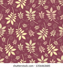 Seamless pattern with the image of leaves.
