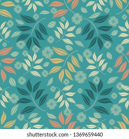 Seamless pattern with the image of leaves.
