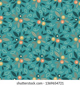 Seamless pattern with the image of leaves and berries.
