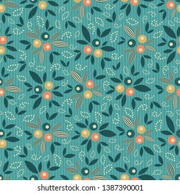 Seamless pattern with the image of leaves and berries.
