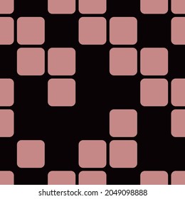 seamless pattern with the image of light brown squares on a dark background in the form of a geometric ornament for prints on fabric, packaging and for decoration of various surfaces