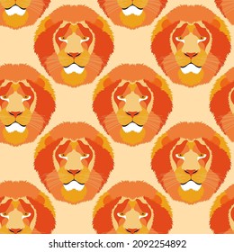 Seamless pattern with the image of a lion's head. Design for fabric and wallpaper decoration. 